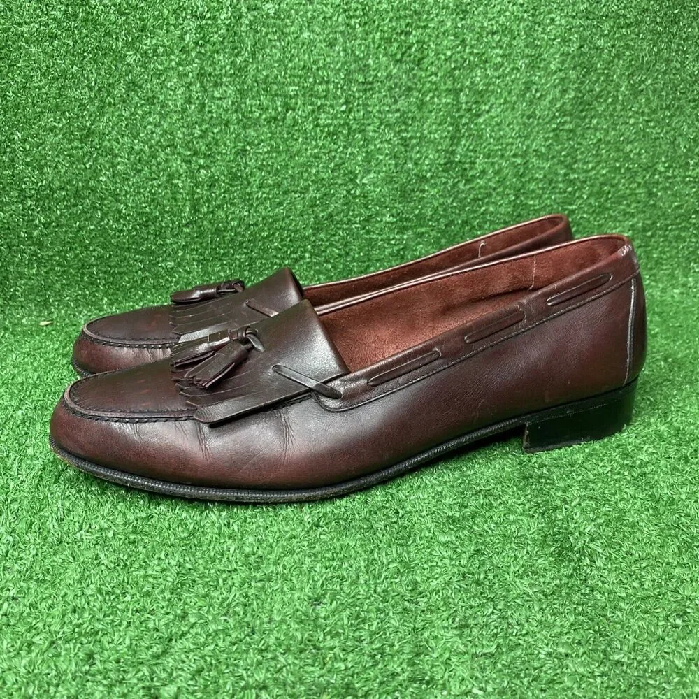 Salvatore Ferragamo Dress Shoes Ox blood Red Leather Italian Tassel Loafers 12 D